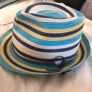 Striped straw Fedora